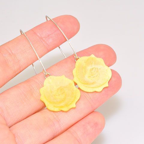 Sterling Silver Baltic Butterscotch Amber Rose Earrings