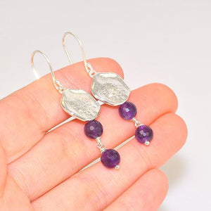 Sterling Silver Faceted Amethyst Sphere Dangle Earrings