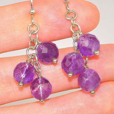 Sterling Silver Faceted Amethyst Earrings