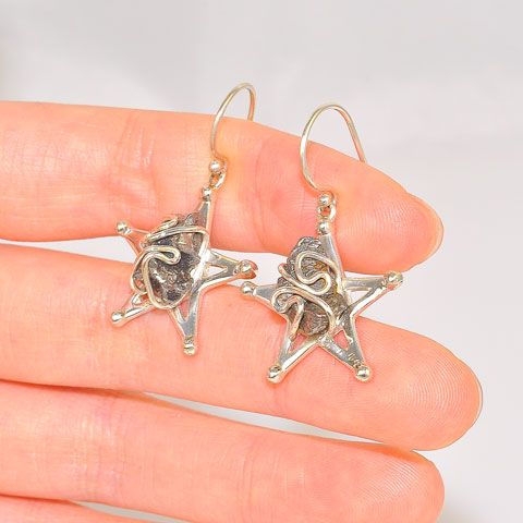 Sterling Silver Meteorite Magestic Star Earrings