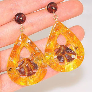 Sterling Silver Baltic Mosaic Amber and Baltic Cherry Amber Stud Earrings