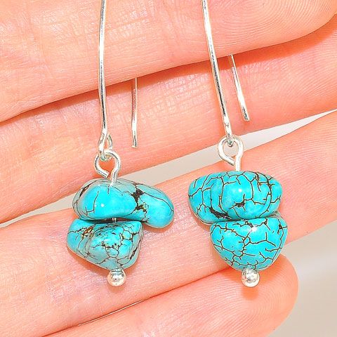 Sterling Silver Turquoise Nugget Hook Earrings