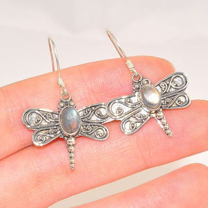 Sterling Silver Labradorite Dragonfly Earrings