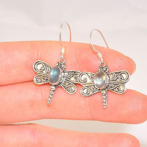 Sterling Silver Labradorite Dragonfly Earrings