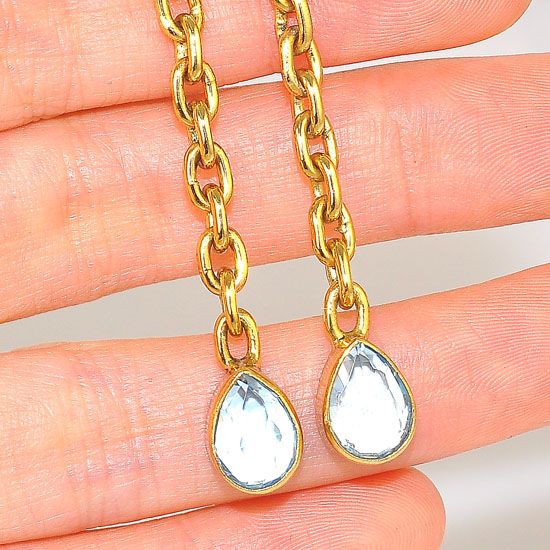 Charles Albert Alchemia Blue Topaz Dangling Raindrop Earrings