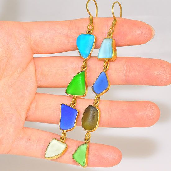 Charles Albert Alchemia Multicolored Beach Glass Dangle Earrings