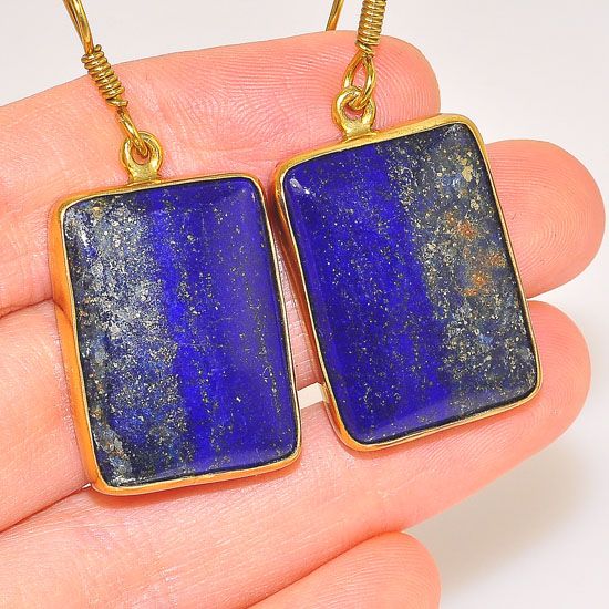Bold Charles Albert Alchemia Lapis Lazuli Rectangle Hook Earrings