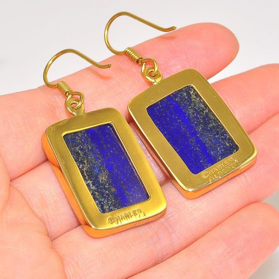 Bold Charles Albert Alchemia Lapis Lazuli Rectangle Hook Earrings