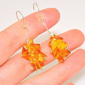 Sterling Silver Baltic Honey Amber Triangle Cluster Earrings
