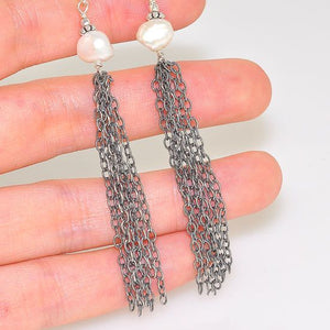 Sterling Silver Freshwater Pearl Shower Design Earrings
