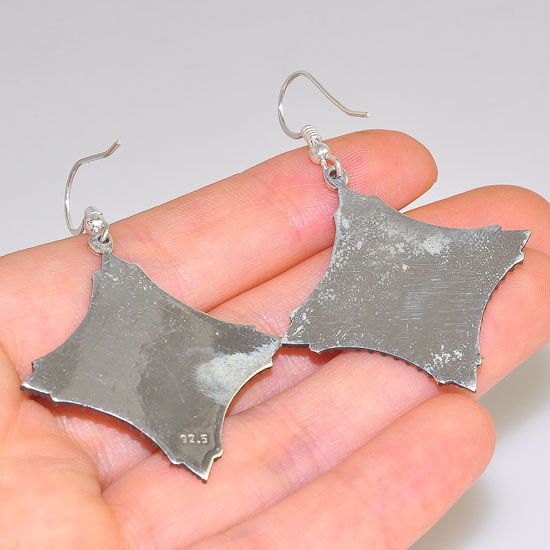 Sterling Silver Speckled Star Design Dangling Earrings