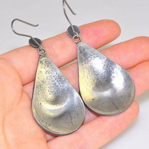 Sterling Silver Tibetan Paisley Speckled Teardrop Earrings 