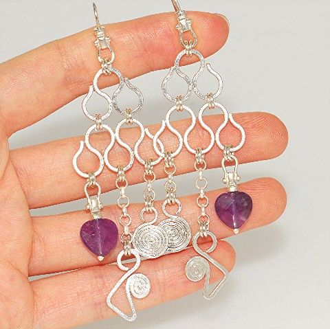 Sterling Silver, Amethyst Dangle Earrings