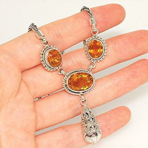 Sterling Silver, Citrine Chain Necklace