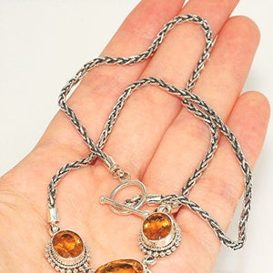 Sterling Silver, Citrine Chain Necklace