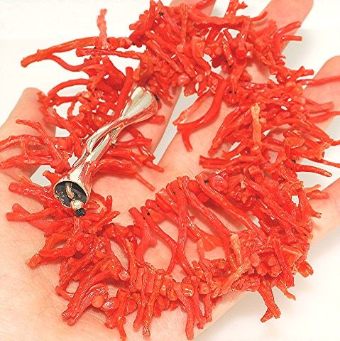 Sterling Silver, Red Coral Branches Necklace