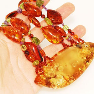Baltic Multi Amber, Peridot and Amethyst Necklace