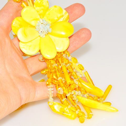 Baltic Multi Amber and Aquamarine Flower Necklace
