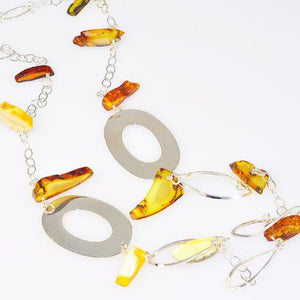 Sterling Silver Baltic Multi Amber Necklace