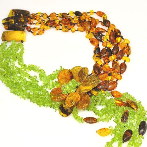 Baltic Multi Amber and Peridot Necklace