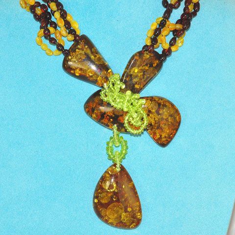 Baltic Multi Amber and Peridot Necklace