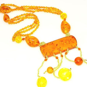 Baltic Honey Amber and Peridot Necklace