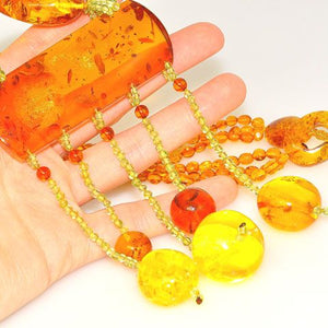 Baltic Honey Amber and Peridot Necklace