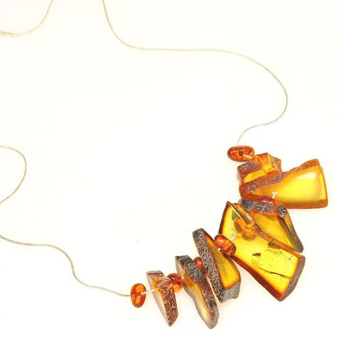 Sterling Silver Baltic Amber Slice Necklace