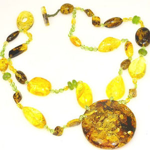 Baltic Amber and Peridot Necklace