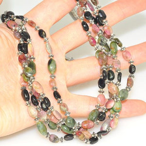 Sterling Silver 5-Strand Rainbow Tourmaline Necklace