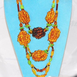 Baltic Amber and Turquoise Bead Cluster Necklace