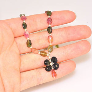 Sterling Silver Rainbow Tourmaline and Smoky Quartz Necklace