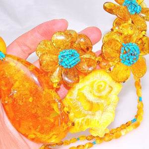 Baltic Honey and Butterscotch Amber and Turquoise Necklace