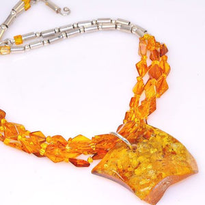 Sterling Silver Baltic Honey Amber Necklace