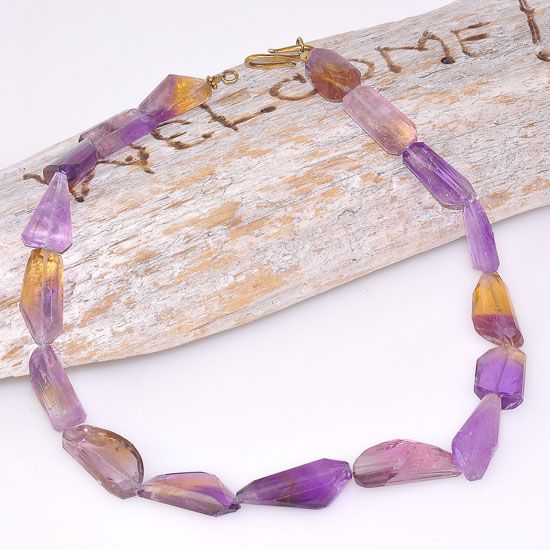 Sterling Silver and Gold Vermeil Beautiful Amethyst Nugget Necklace