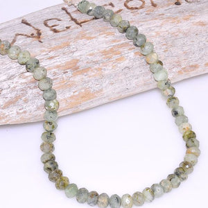 Sterling Silver Green Prenite Faceted Bead Necklace