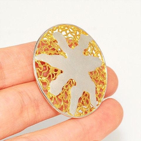 Sterling Silver, 22 K Gold Vermeil Filigree Pendant