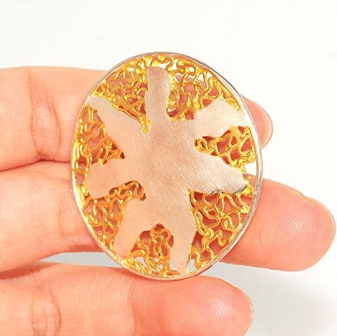 Sterling Silver, 22 K Gold Vermeil Filigree Pendant