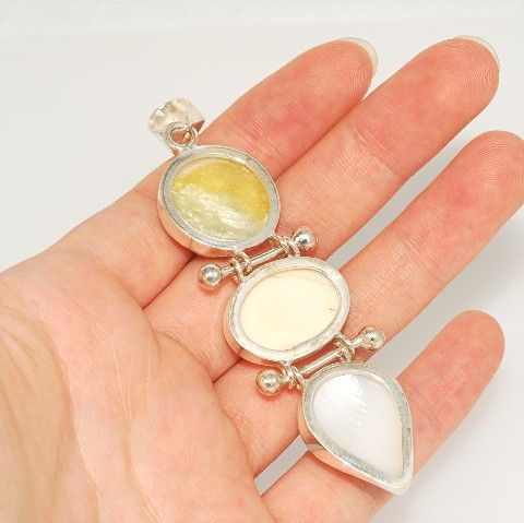 Sterling Silver, Pearl, Baltic Butterscotch Amber Pendant