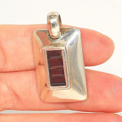 Sterling Silver, Garnet Channel Pendant