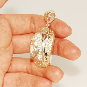18K Gold Vermeil Pebble Design and Sterling Silver Buddha Face Pendant