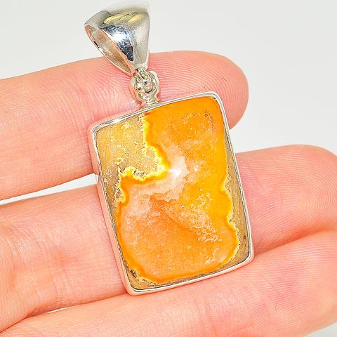 Sterling Silver Druzy Rectangle Pendant