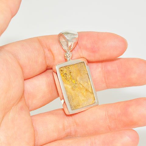 Sterling Silver Druzy Rectangle Pendant