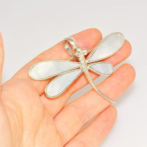 Sterling Silver Mother-of-Pearl Dragonfly Pendant/Pin