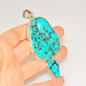Sterling Silver Turquoise Duet Pendant