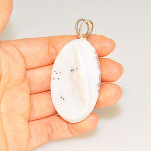 Sterling Silver White Druzy Oval Pendant