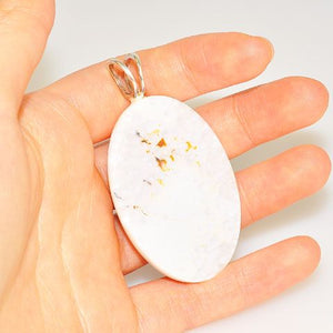 Sterling Silver White Druzy Oval Pendant