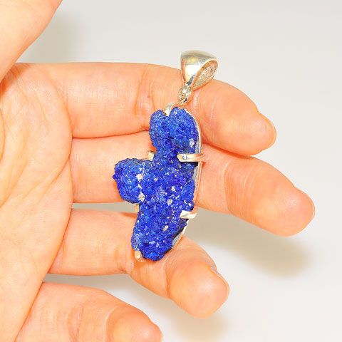 Sterling Silver Azurite Crystal Pendant