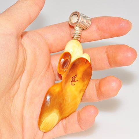 Sterling Silver Carved Fossilized Walrus Ivory Pendant