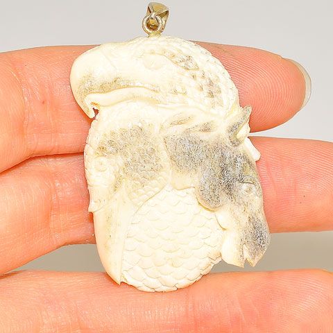 Sterling Silver Carved Moose Antler Animals Pendant